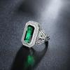 Unique Style Male Female Big Geometric Ring Fashion Green Zirconia Wedding Rings Promise 925 Silver Engagement Ring