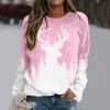 Womens Daily Christmas Printed Sweatshirt Outdoor Tracksuits Snow Christmas Deer Long Sleeve O Neck Printed Sweatshirt Blouse
