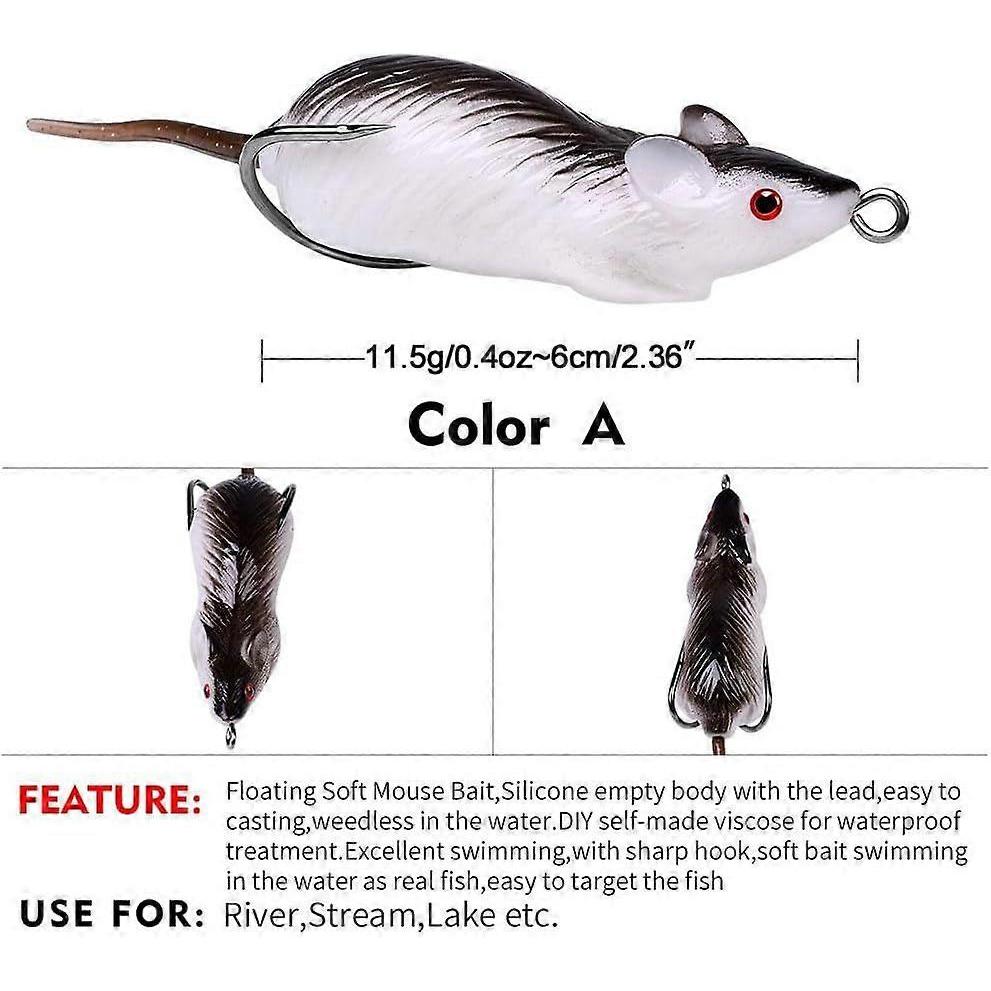 SeraphinaT 5pcs Lifelike Rat Bass Fishing Lures Tackle Bait Mice Mouse Bait