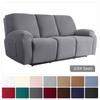 2/3/4 Seater Solid Color Polyester Recliner Chair Cover with Pocket Living Room Relax Armchair Slipcover Recliner Sofa Cover