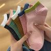 5 пар полосатых носков, женские носки-лодочки, летние тонкие и модные, универсальные, модные короткие носки, влагоотводящие, дофаминовые невидимые носки
