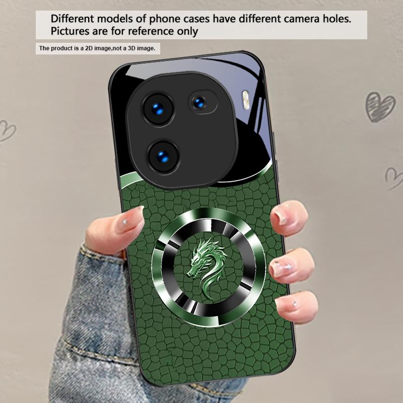 Чехол-крышка с рисунком Черепаха и Голова Дракона для vivo Y100 Y33s Y03 Y36 Y35 Y52 Y72 Y55 Y16 Y76 Y75 Y72 5G iQOO 12 Z9 Turbo Черный Стеклянный Чехол для Телефона