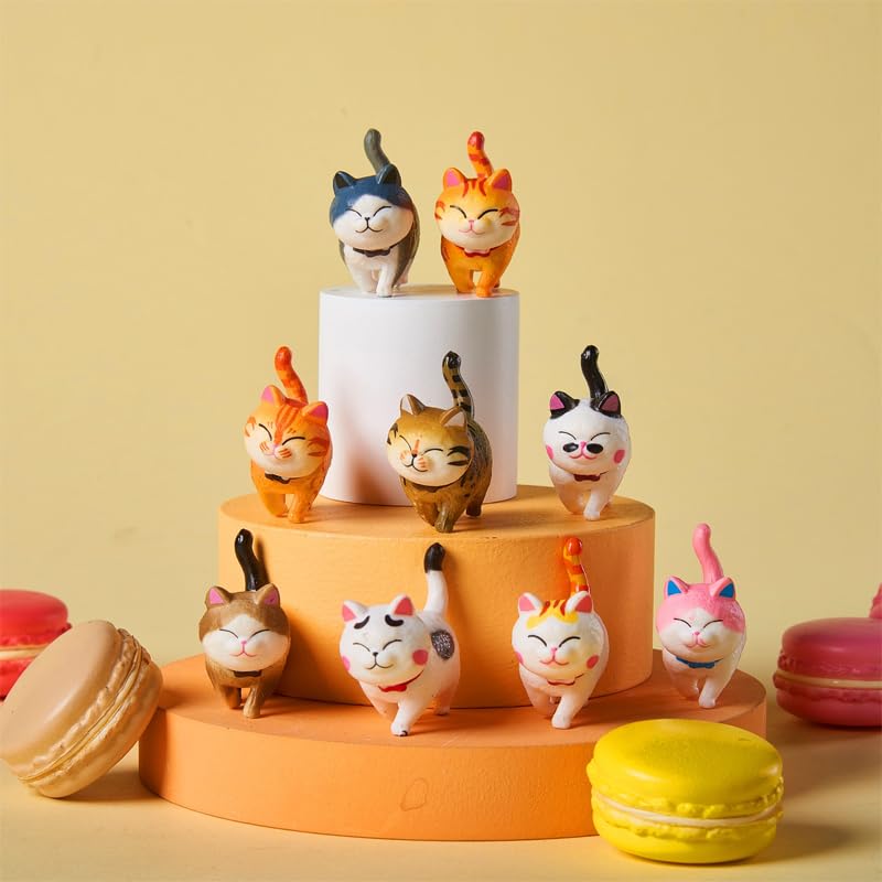 AAGWW Working Cat Figure Kitten Toy Mini Toy Cat Birthday Party Dark Colors Pieces 9 Designs 1 9 Designs 2 9 Designs Set, Figures, Characters,
