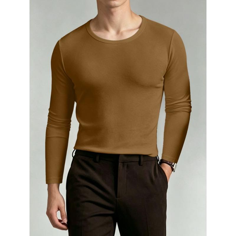 Men S Solid Color Long Sleeve High Neck Base Layer Top