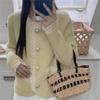 Short Sweater Cardigan Coat Women Early Spring 2023 New Loose Lace Button Up Cardigan Long Sleeve Knitted Sweater Female Top