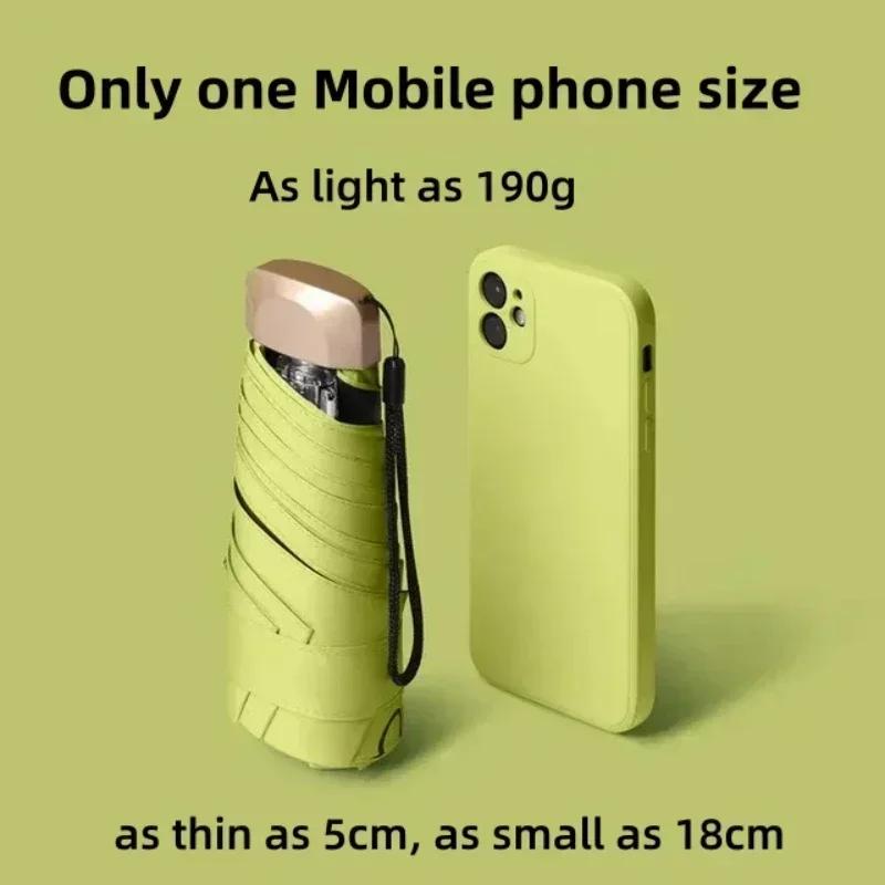 Umbrella Vinyl Folding Umbrella UV UPF50+ Mini Sun Umbrella Small Pocket Rain Travel Protection Sun Shade Pocket Parasol Capsule