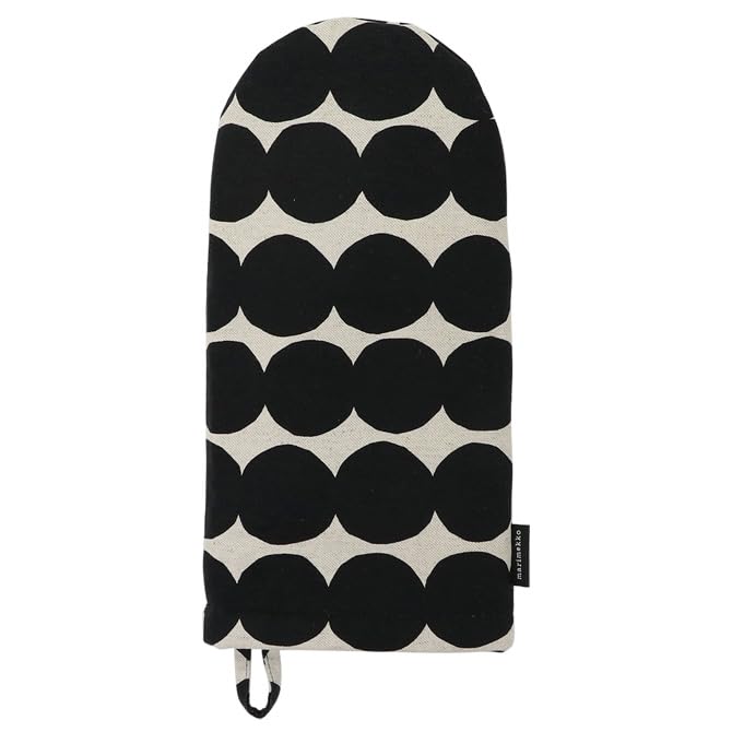Кухонная прихватка Marimekko Rasymatto (Темно-синий x Лен) 073647 890 Хлопково-льняная прихватка-варежка с точечным кругом, на одну руку, кухонная утварь, скандинавский