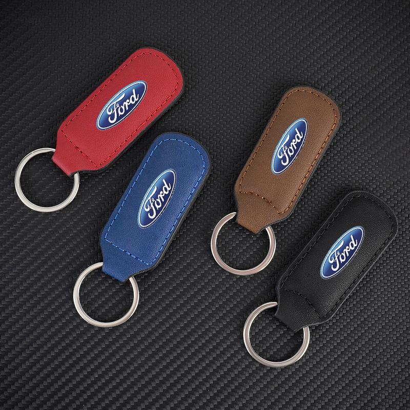 PCKF8 PU Leather Car Keychain Holder Keyring Pendant For Ford ST FOCUS 2 3 Mondeo Fiesta Kuga MK2 MK3 MK4 Ecosport Fusion Accessories
