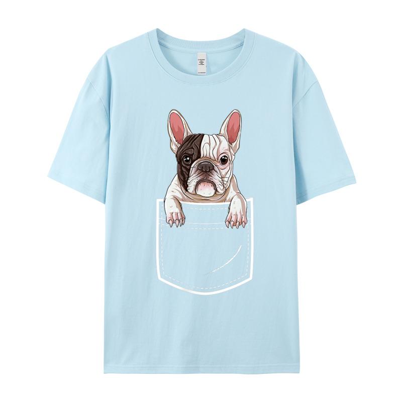 Premium Cotton Female Short Sleeve French Bulldog In Your Front T Shirts Graphic Tops Tees Cute Casual Round Collar Tops Shirts