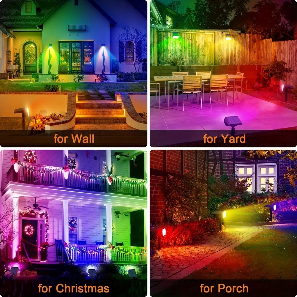 Solar Spot Lights Outdoor Color Changing 7 Modes Christmas IP65 Waterproof Landscape Spotlights Dusk To Dawn For Patio Garden