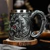 304 Stainless Steel Inner Gothic Flying Dragon Beer Stein 3D Embossed Coffee Mug  Party