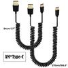 USB 3.1 Type-C Male to USB 2.0 Male Spirals Coiled Adapter Cable Spring Telescopic Extension Cable For Data Sync Charger