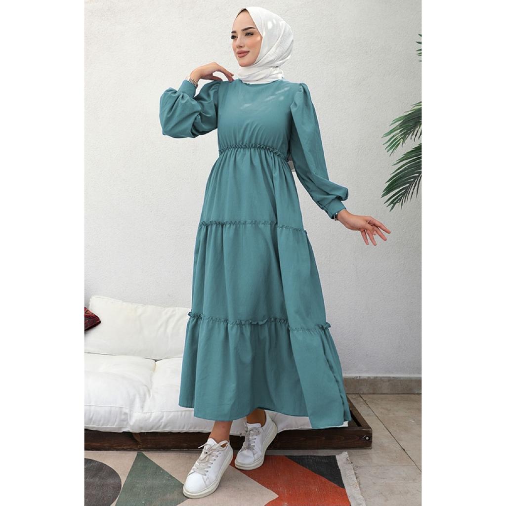 Benay Floor Detail Hijab Dress 1102- Black