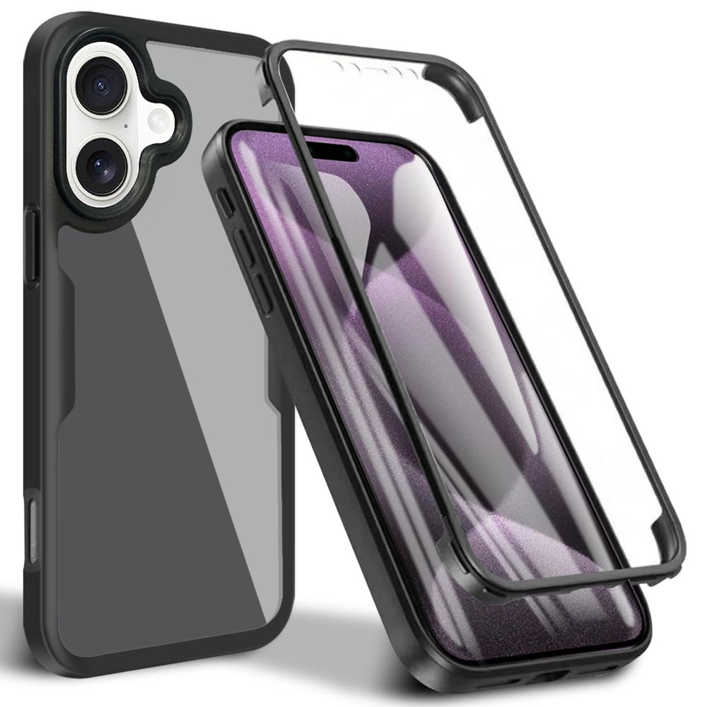 Для iPhone 16 Plus Чехол Акрил+ТПУ Прозрачный Чехол для телефона с ПЭТ Защитной пленкой для экрана