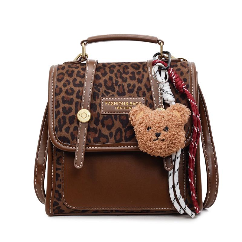 Women's Versatile Leopard Print Backpack - Fashionable Single Shoulder or Crossbody Bag