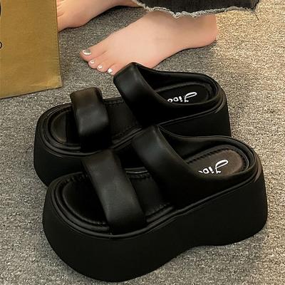 Сандалии Muffin на толстой подошве для маленьких мужчин и высоких мужчин, удобные, повседневная верхняя одежда в британском стиле, односложные тапочки для женщин, лето 2025 г.