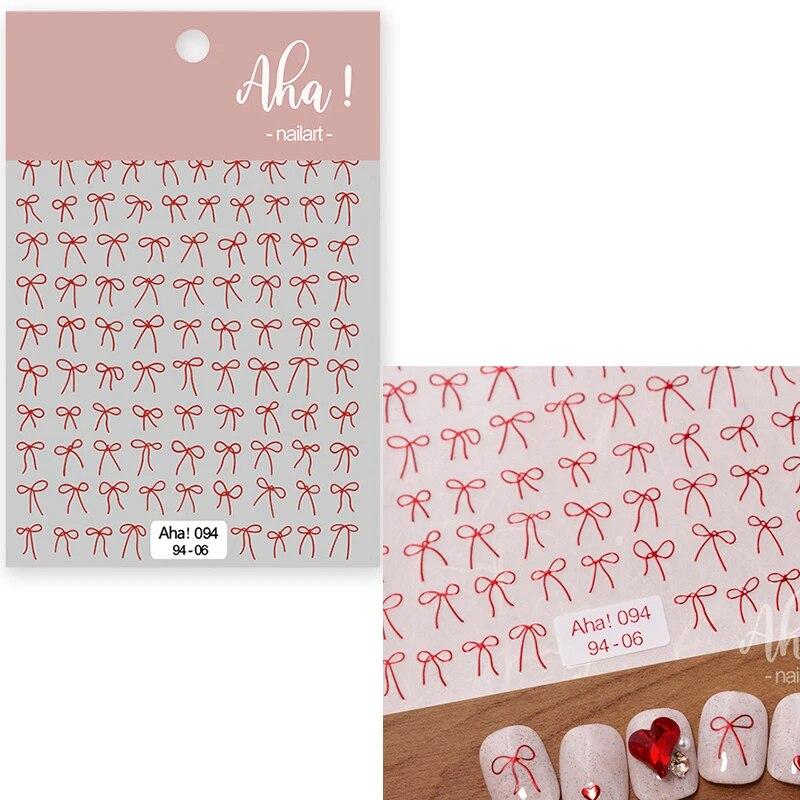 1Pc Bowknot Ribbon Nail Sticker French Bow Decals Self Adhesive Manicure Decorations DIY Cute Nail Accessories