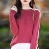 One-line Ready-to-wear Rolled Round Neck Hollow Wool Sweater for Women In Summer Loose Versatile Thin Wool Base Shirt for Women