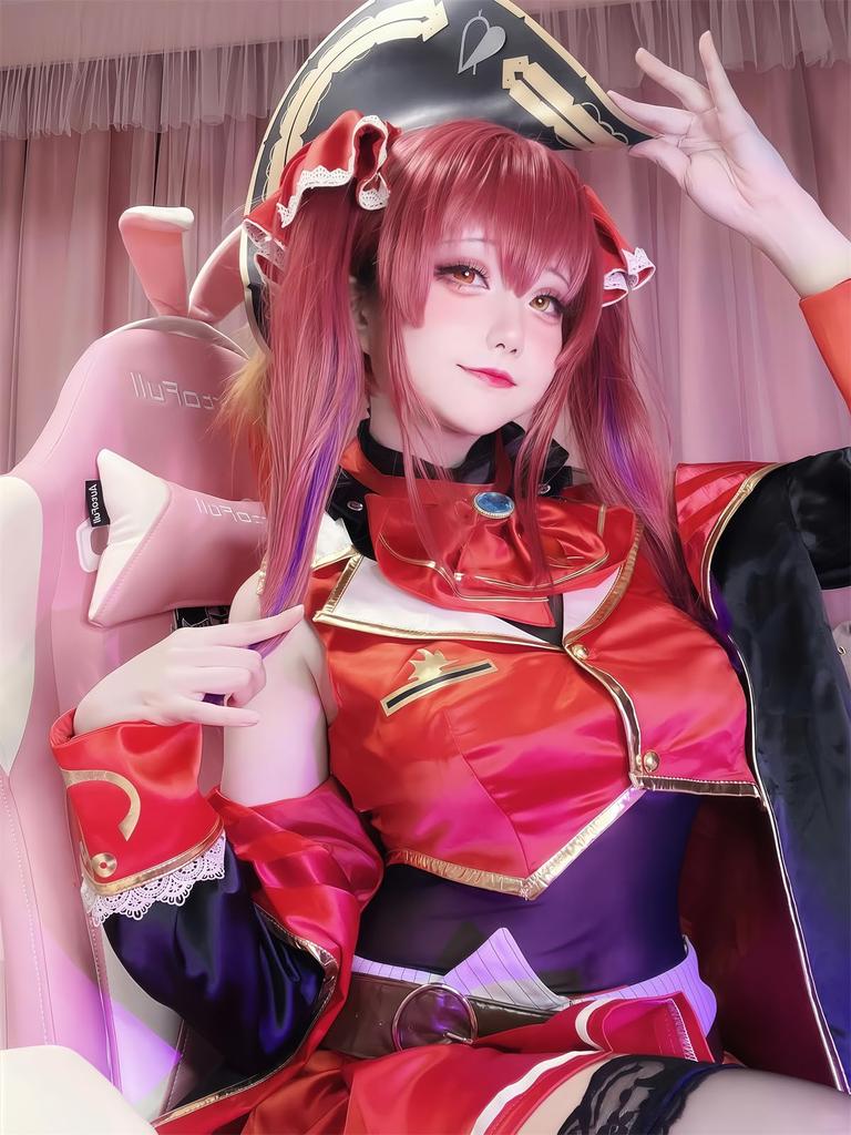 Косплей VTuber Косплей Houshou Marine Косплей VTuber Косплей Marilyn Houshou Marin Косплей Капитан Виртуальный Ютубер Косплей VTuber [NOKIJP] Костюм, Костюм,