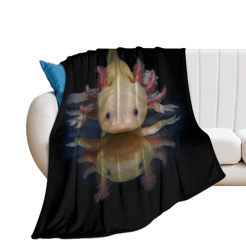 Cartoon Axolotl Blanket Kawaii Ocean Animal Throw Blankets for All Season Seaweed Aquarium Soft Flannel Sofa Blanket for Kids