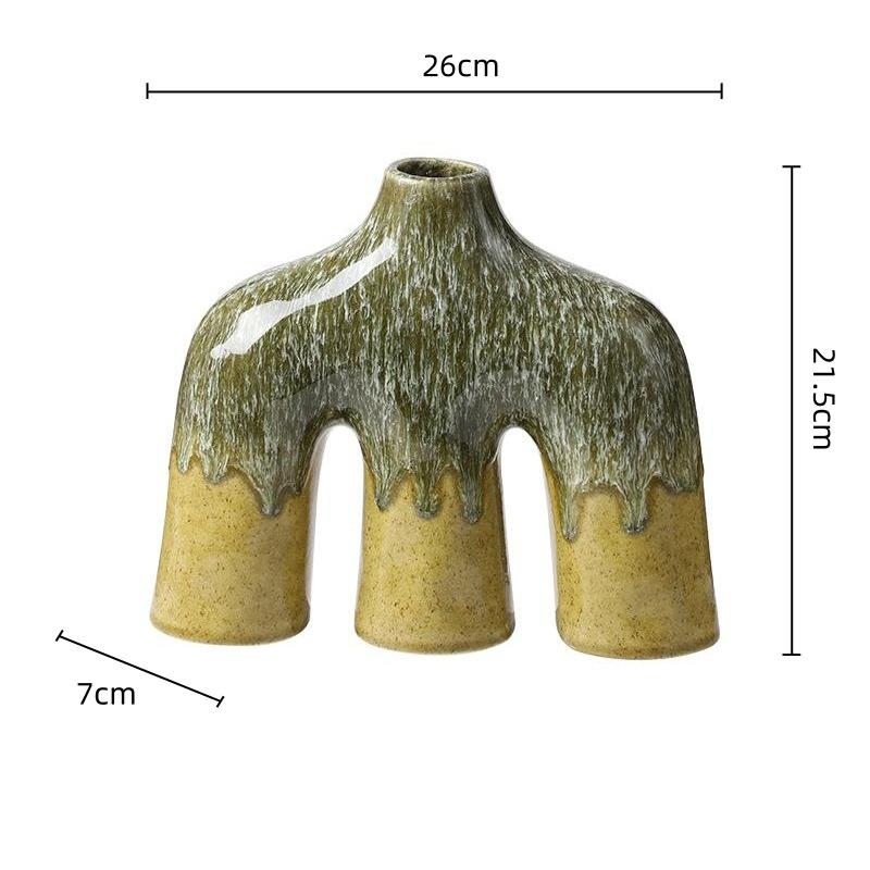 Керамическая ваза Абстрактная Глазурь, меняющая цвет в печи Керамическое ремесло Аксессуары для цветочных композиций Ваза для цветов Домашний декор
