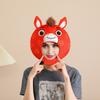 Horse Design Headcover Hat Chinese New Year Horse Mask Hat Money Horse Print Adjustable Photo Prop Festive Performance Costume Headwear