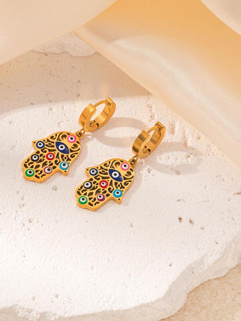 Комплект женских украшений из нержавеющей стали: Не тускнеющее ожерелье, серьги и кольцо - Модные аксессуары