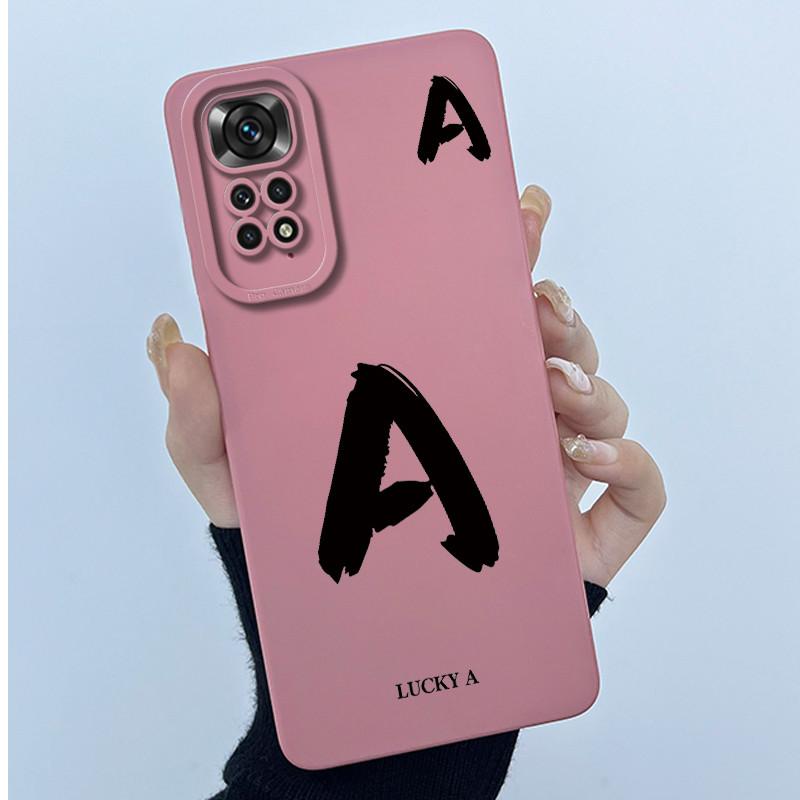 For Redmi Note 11 11S Cover Case Lucky Initial Letter Couple Silicone Soft Phone Bumper for Redmi Note11s Note 11 S Pro Casing
