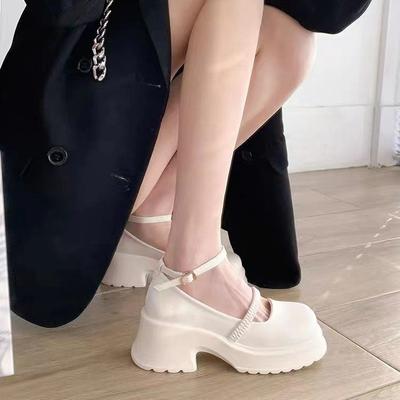 Женская мода на толстой подошве, осенняя новинка, пряжка, круглый носок, мелкий повседневный толстый каблук, туфли Мэри Джейн, Zapatillas Mujer