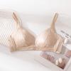 Satin triangle cup, Shisang silk lace gathered comfortable bra