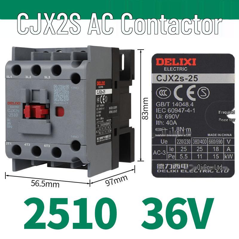 Контактор переменного тока серии DELIXI CJX2S (380В/220В/110В/36В/24В)