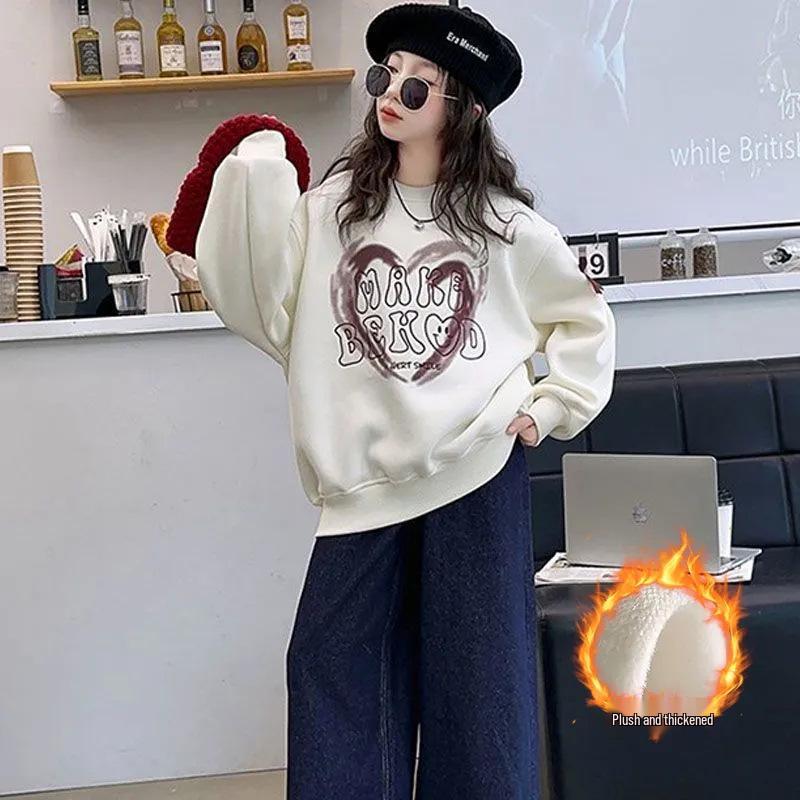 Свитшот для девочек с флисовой подкладкой и вставками: Стильный осенне-зимний пуловер для детей