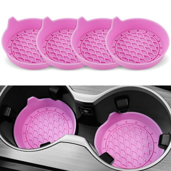 2Pcs Car Coasters Silicone Drink Cup Holder Protector with Handle Design Easy To Clean Car Water Coaster