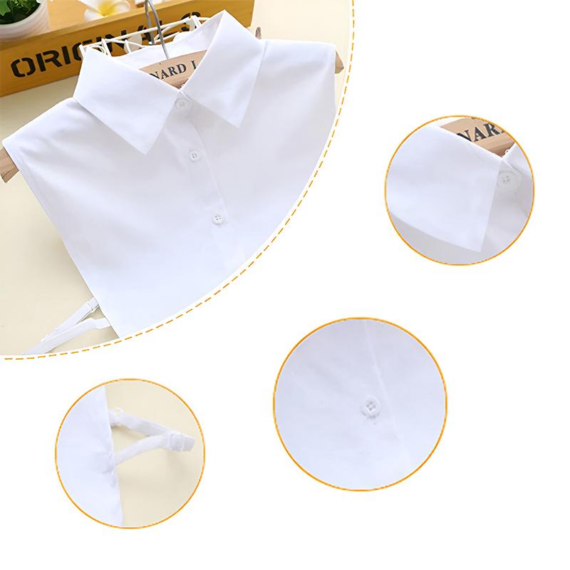 Women's Spring Fall Solid Colour Black White Vertical Small Flip Collar Versatile Shirt Jumper Jumper Fashion False Collar