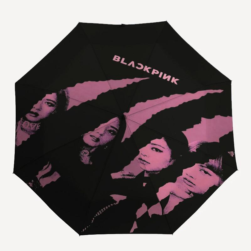1 шт. Автоматический складной/раскрывающийся зонт Blackpink, 8-реберный прочный каркас, компактный дорожный зонт для мужчин и женщин S1222013