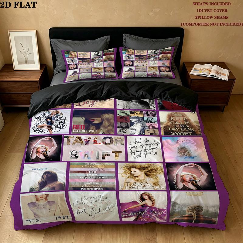 Taylor Pattern Bedding Quilt Set Quilt Cover Pillowcase Home Birthday Gift(1 * duvet cover + 2 * pillowcase, without core)