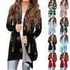 Women's Fashionable Loose-Fit Casual Cardigan With Christmas Print Mid-Length Coat