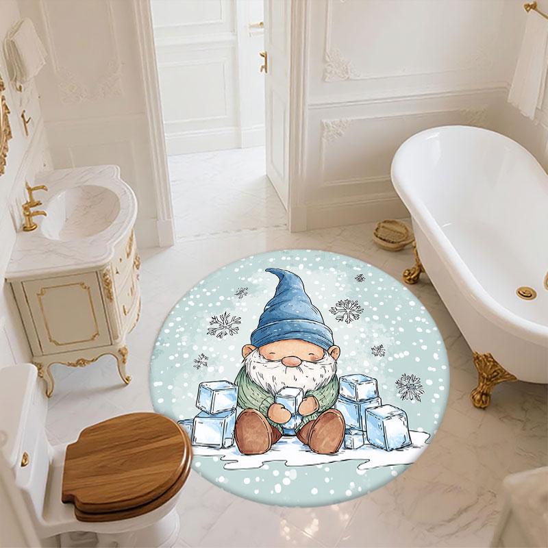 Cartoon Snowman pattern round rug,Carpet Rug for Living Room Bedroom Playroom ,Non-slip Floor Mat,Holiday Gifts and Birthday Gifts.