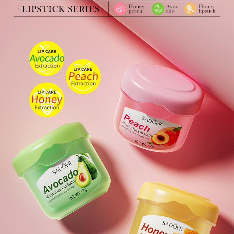 Бальзам для губ SADOER Медовая увлажняющая авокадо против сухости и трещин персиковая маска для губ