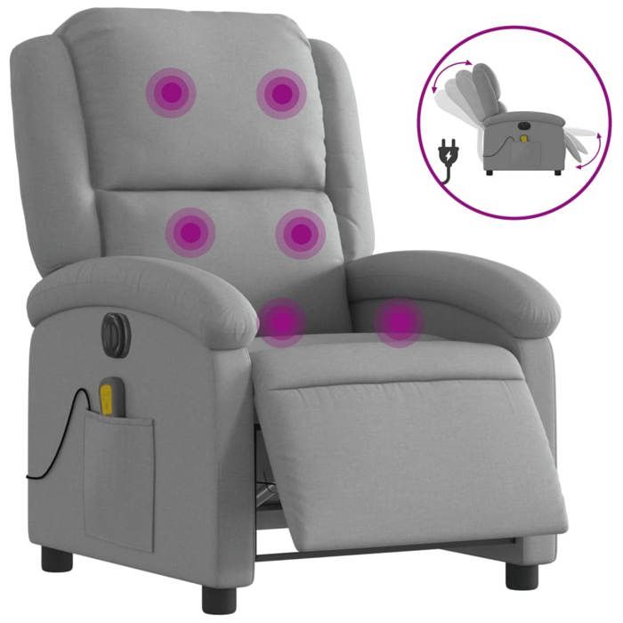 VidaXL Fauteuil de Massage Inclinable Électrique, Chaise de Relaxation avec Dossier et Repose-pied Réglables, Siège de 3204152