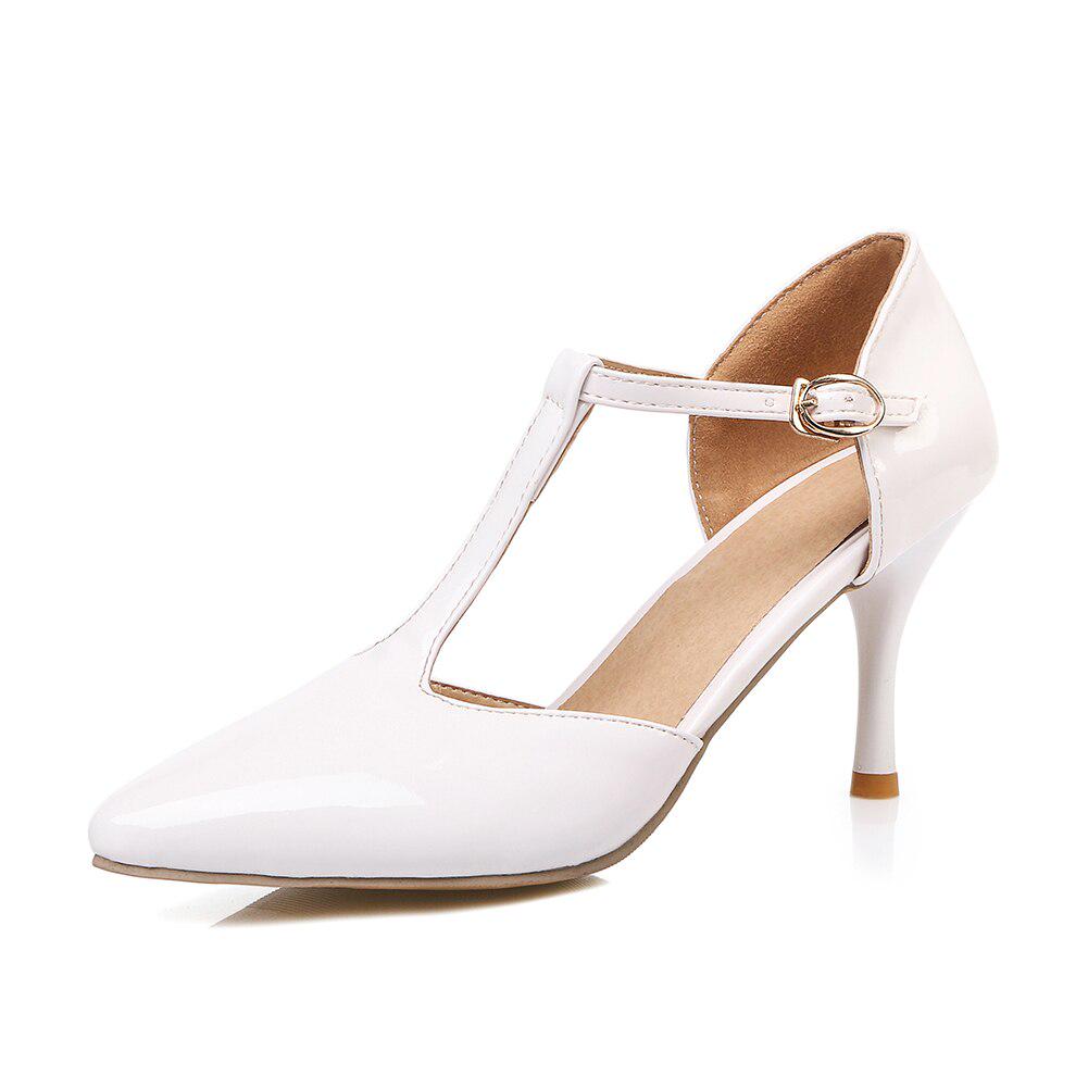 Футболки с Т-образным ремешком, одинарные туфли с острым носком и полой по бокам, туфли из лакированной кожи на высоком каблуке