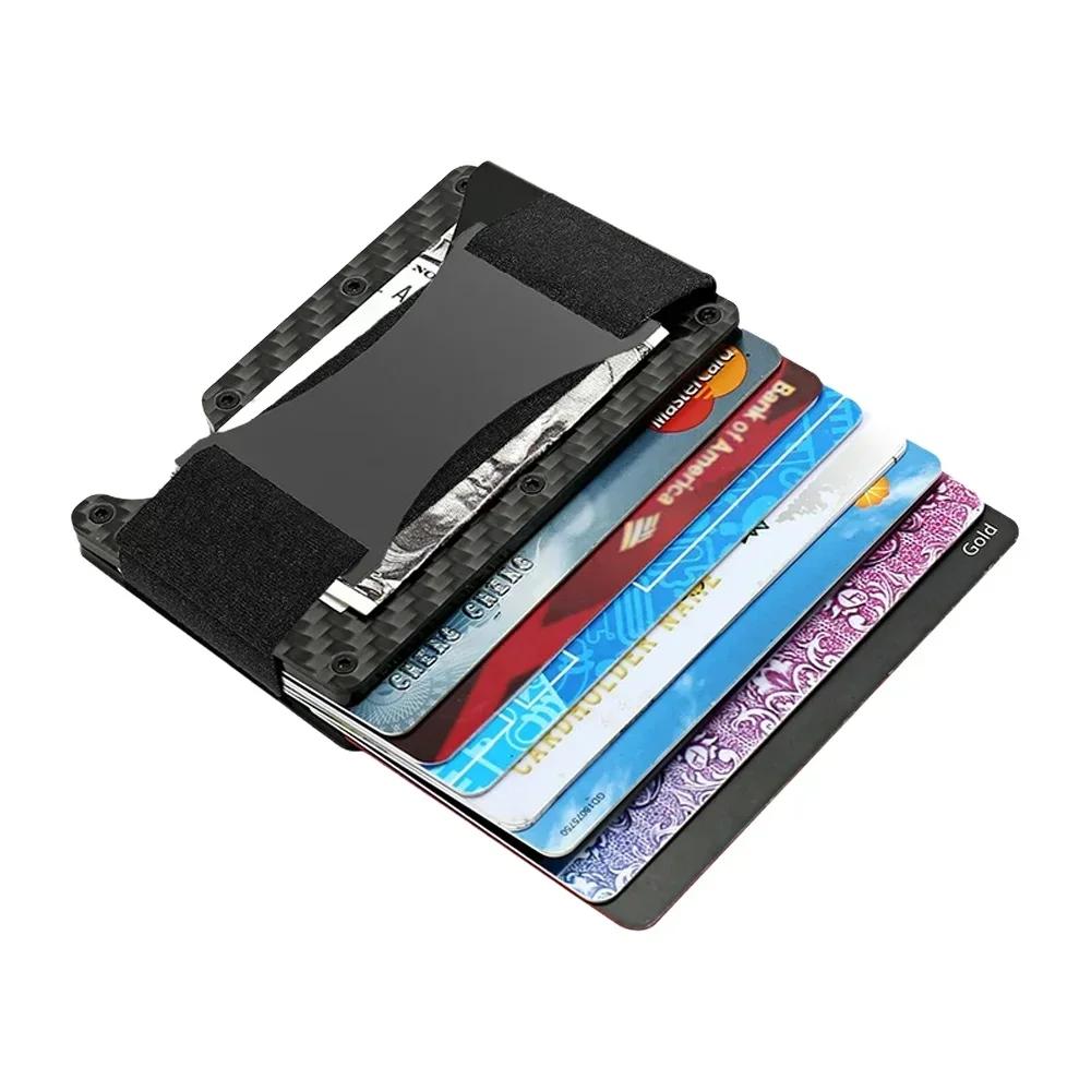 Carbon Fiber Metal Business Card Holders Wallet Men RFID Blocking Slim Minimalist Wallets Male Credit Card Holder Name Card Case