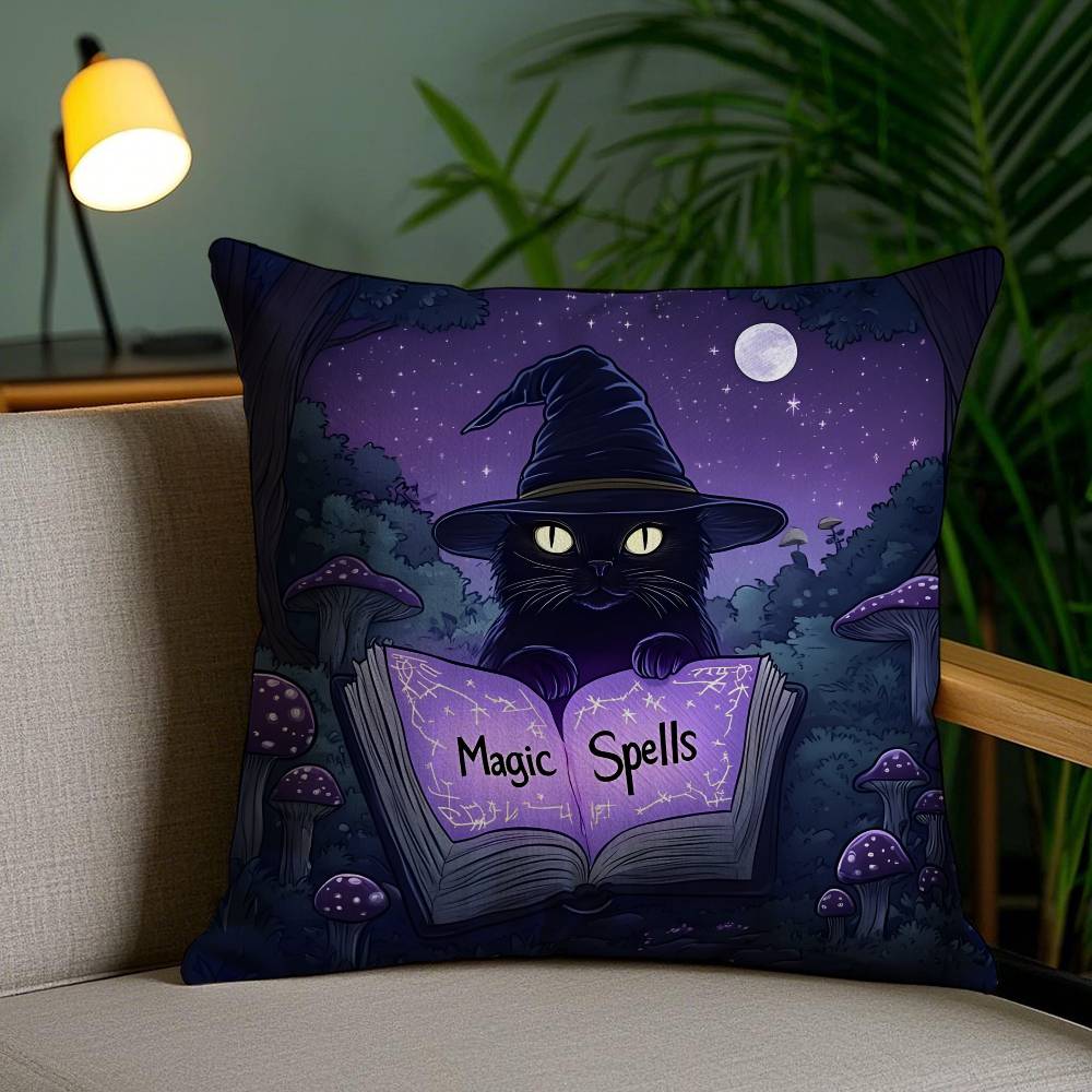 Halloween Cute Purple Cat Pillow Case Antidustmite Invisible zipper Sofa Bed