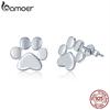 BAMOER 925 Sterling Silver Dog Paw Stud Earrings Animal Footprints Earrings for Girl Statement Jewelry