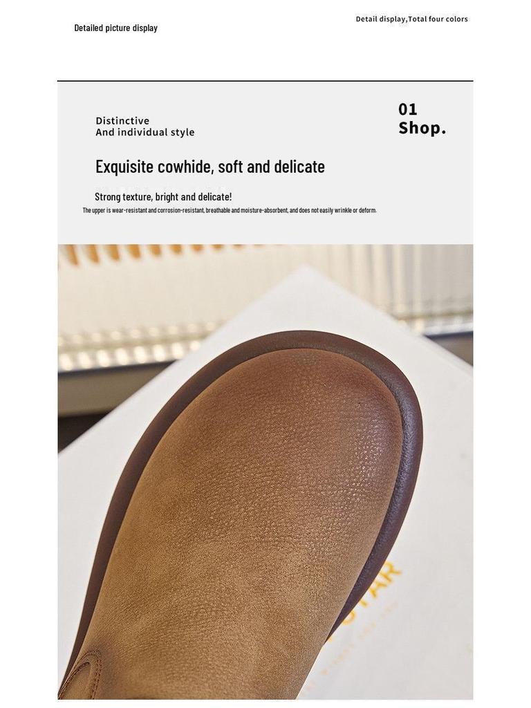 Женские водонепроницаемые кожаные ботильоны - Зимние сапоги для снега на подкладке из овечьей шерсти