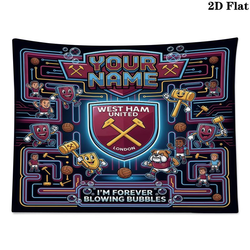 Custom Name West Ham UnitedPrinted Tapestry – Wall Hanging for Bedrooms, Dorms, and Home Decor