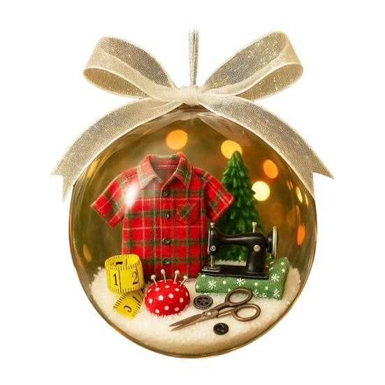 Праздничное шитье Украшения в виде снежных шаров Ретро швейная машинка Тематический праздничный декор Прозрачный шар Подвесное украшение Праздничные сувениры для швей