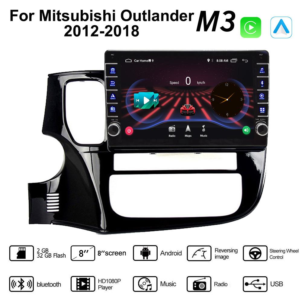 Мультимедийный видеоплеер на базе Android для Mitsubishi Outlander 2012-2018 с кнопкой Carplay WiFi BT 2 Din 2 + 32 ГБ