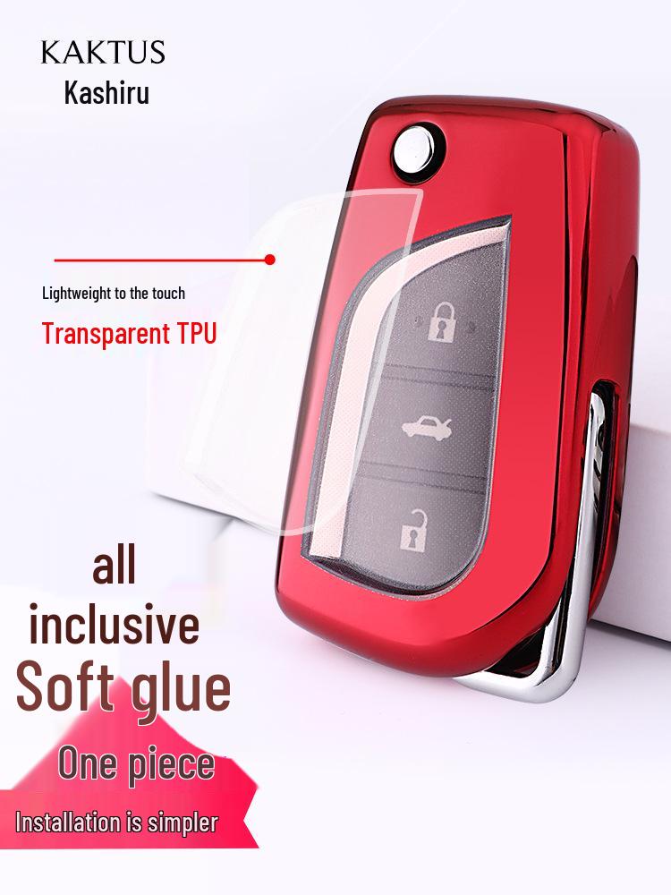 KAKTUS TPU Чехол для ключа автомобиля для Toyota Camry/Corolla - Мягкий резиновый чехол с комплектом пряжек