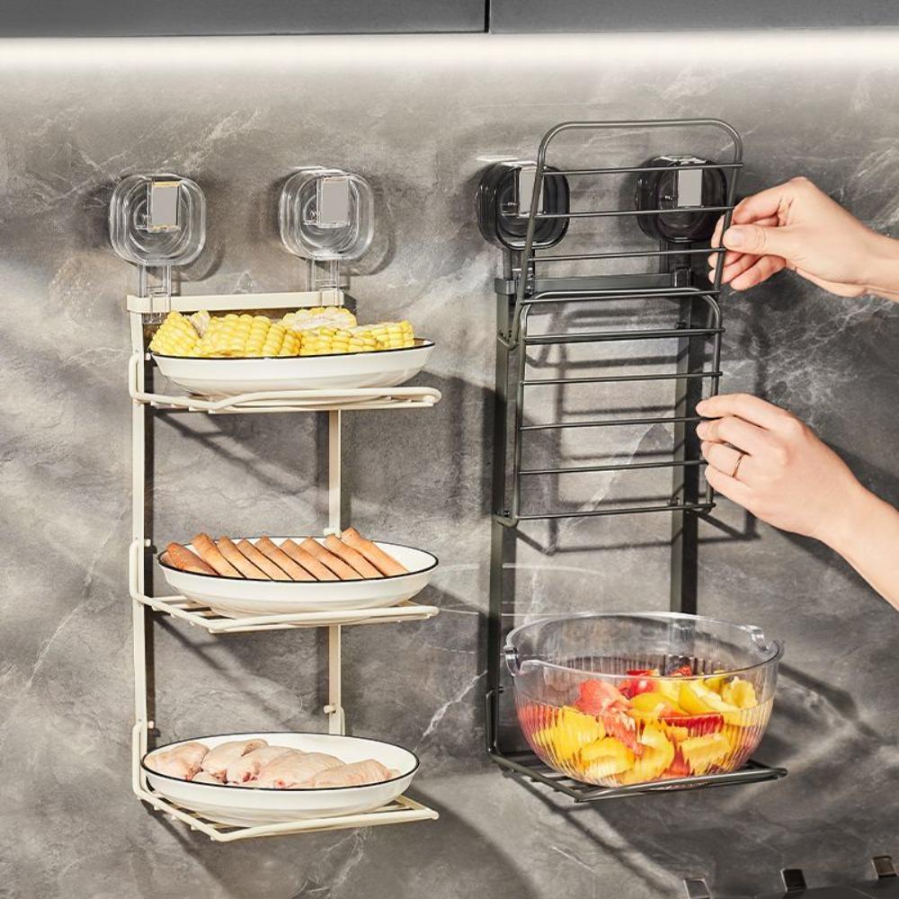 Многослойная полка на присоске, самоклеящаяся полка для хранения овощей, кухонный органайзер